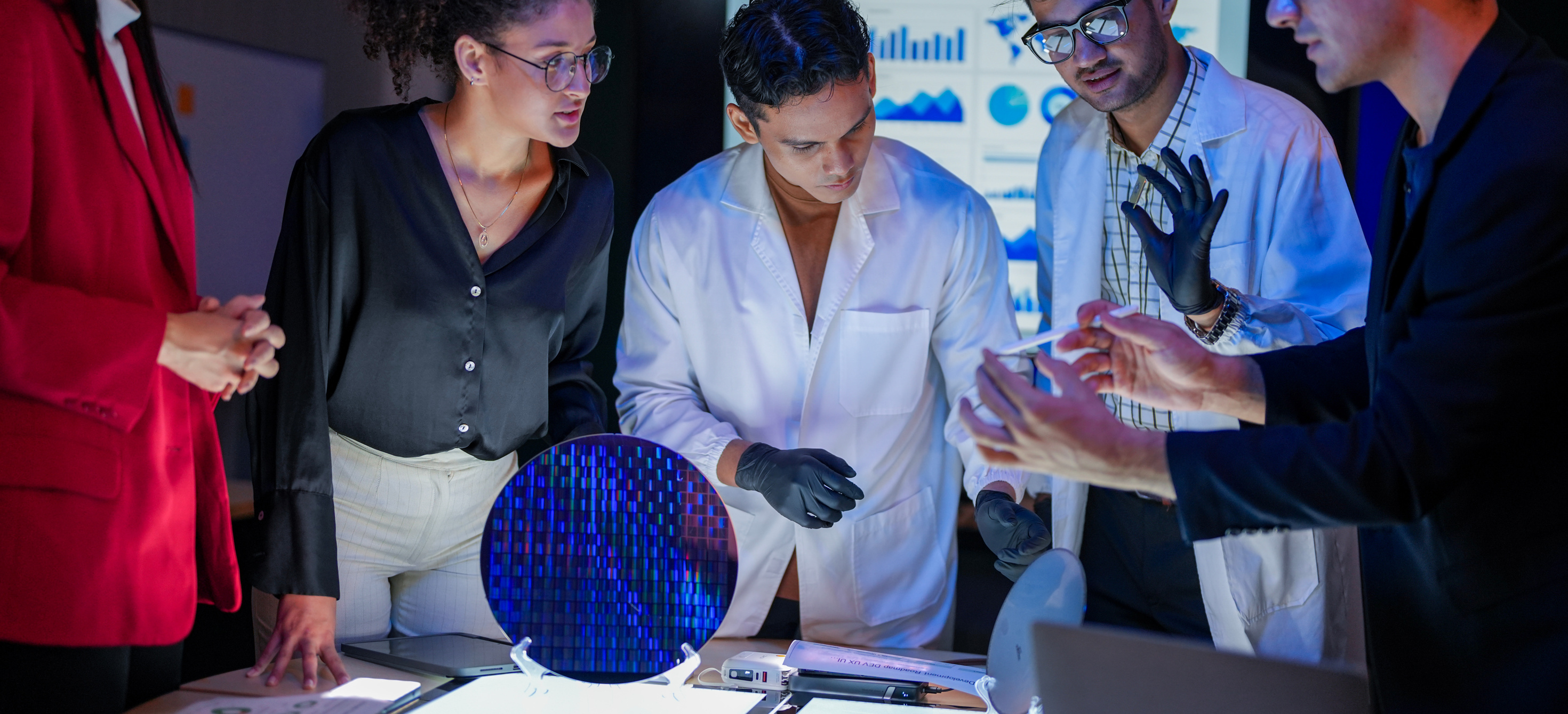 A group of scientists in discussion