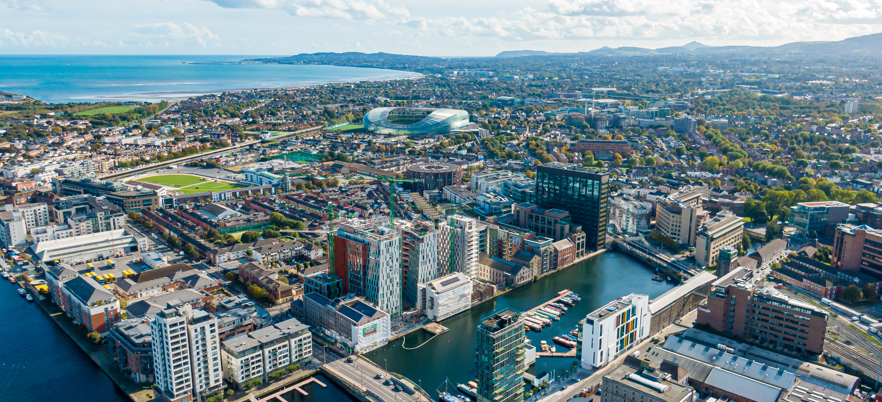 Aerial view of Dublin's business quarter