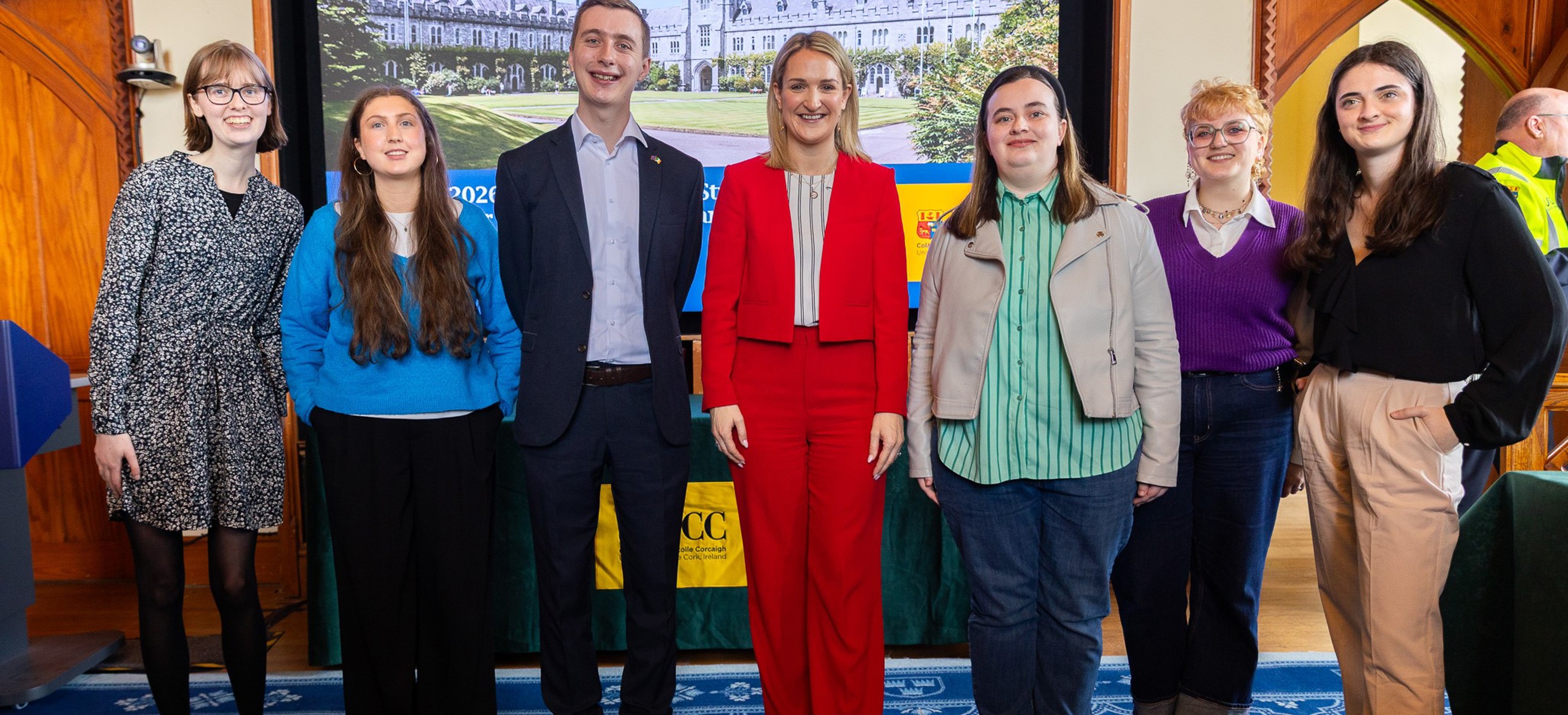 Minister McEntee meeting students from University College Cork. 