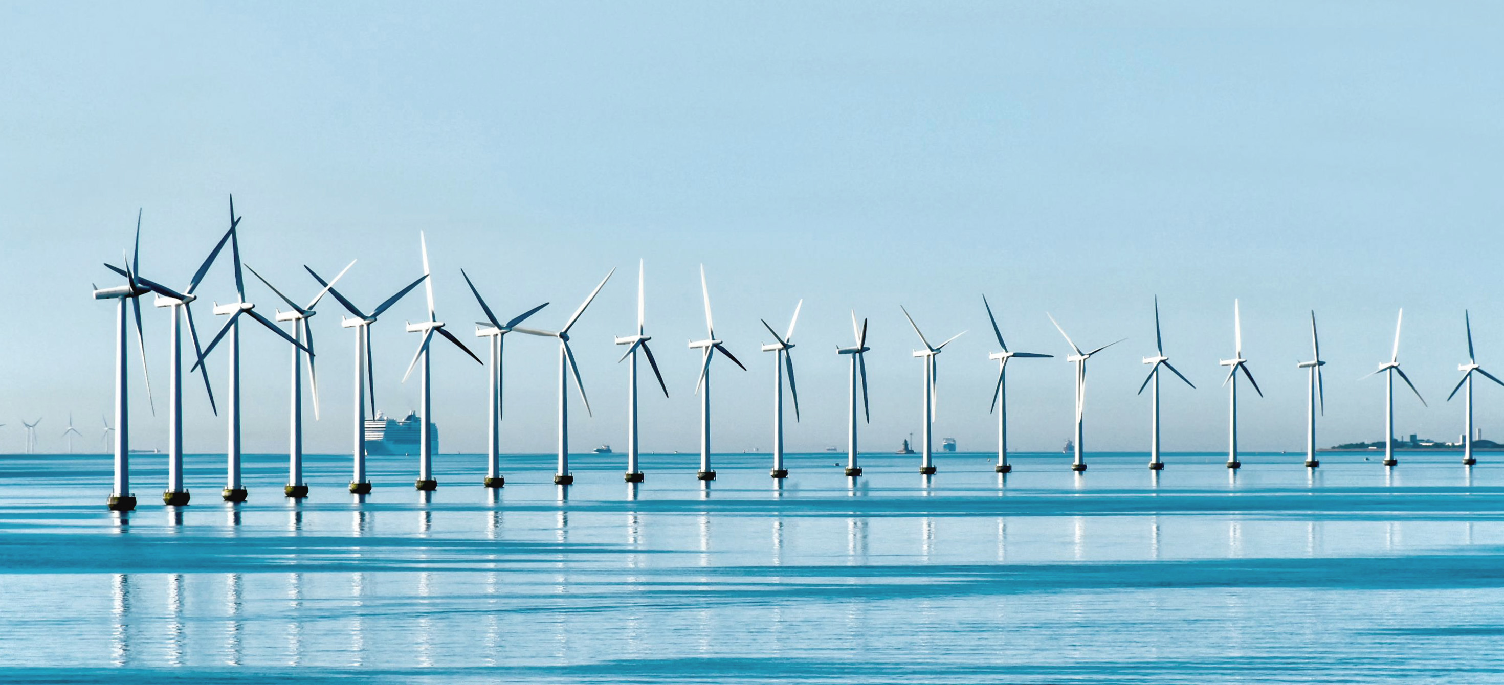 Offshore wind turbines on the Danish coast of Copenhagen