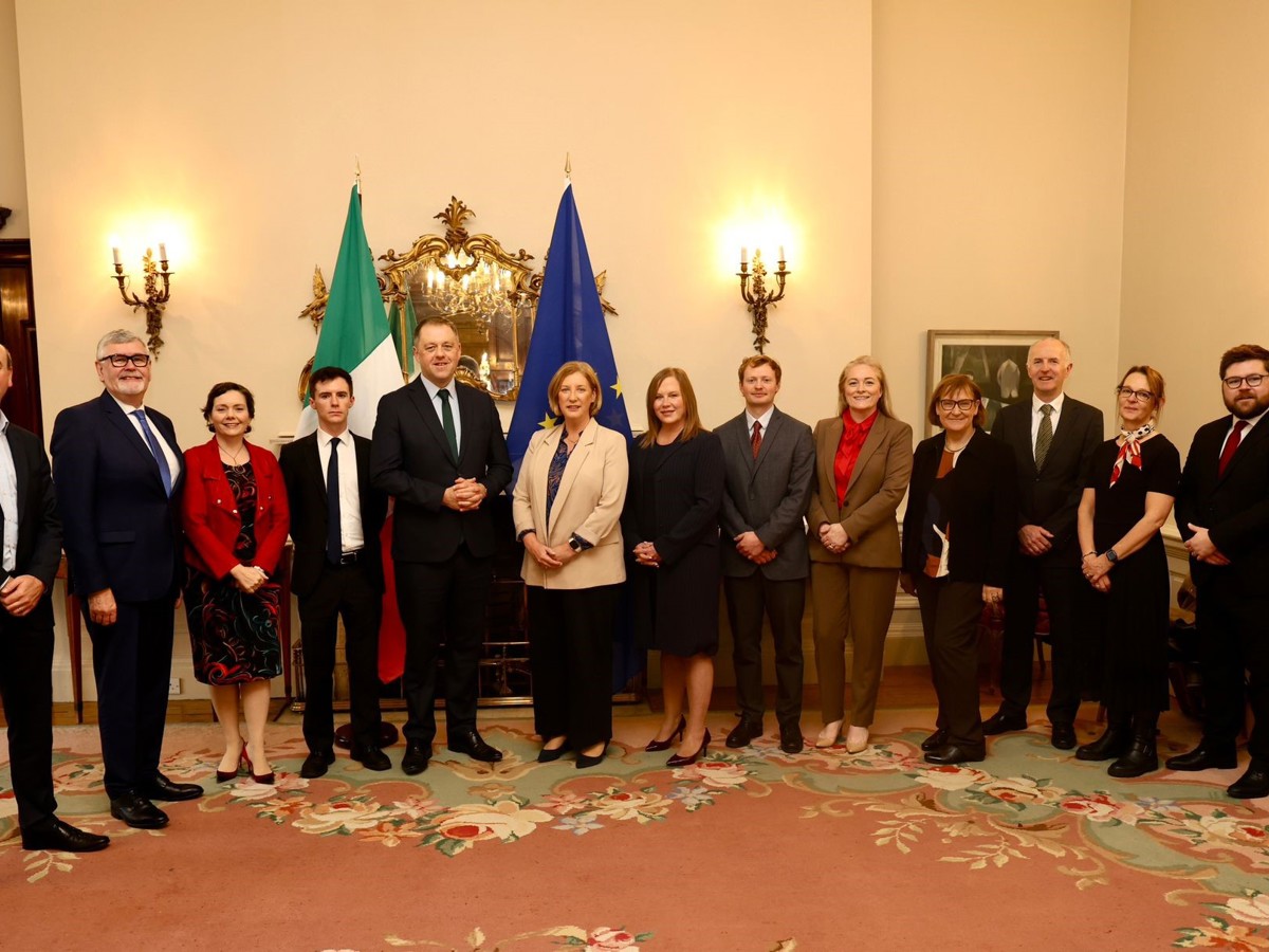 Minister Byne poses for a photograph with officials from the Irish Business and Employers Confederation (Ibec).