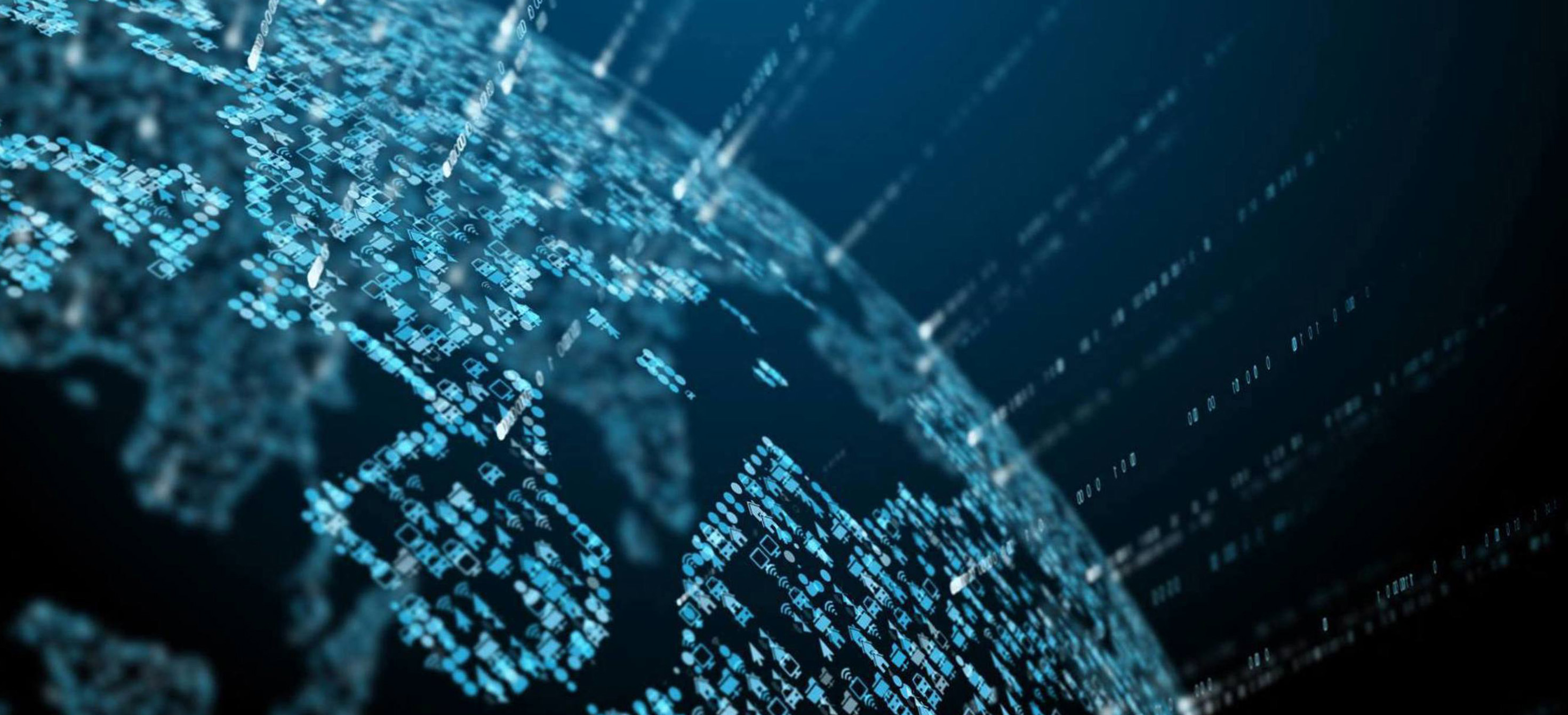 Illustration of a digital network in the shape of the map of Europe